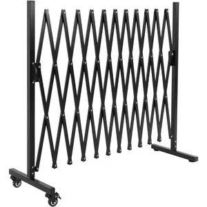 GARVEE 6FT Industrial Metal Expandable Barricade，Retractable Traffic Fence With Casters, Portable Barricade Gate for Construction Area, Traffic Control, Cordon