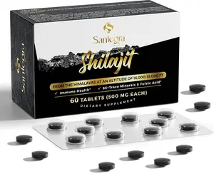Santegra 30,000 MG Shilajit Tablets 100% Pure Himalayan Organic with Fulvic Acid & 85+ Trace Minerals for Energy & Immune System 60 Counts 500 MG Each