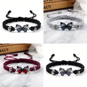 Handmade Adjustable Butterfly Charm Bracelet - Customizable Jewelry with Toggle Clasp, for Women, Men, Couples, Birthday/Anniversary Gifts - Available in Black, Red, Burgundy, Maroon, - Everyday & Special Occasion Jewelry, Butterfly Jewelry