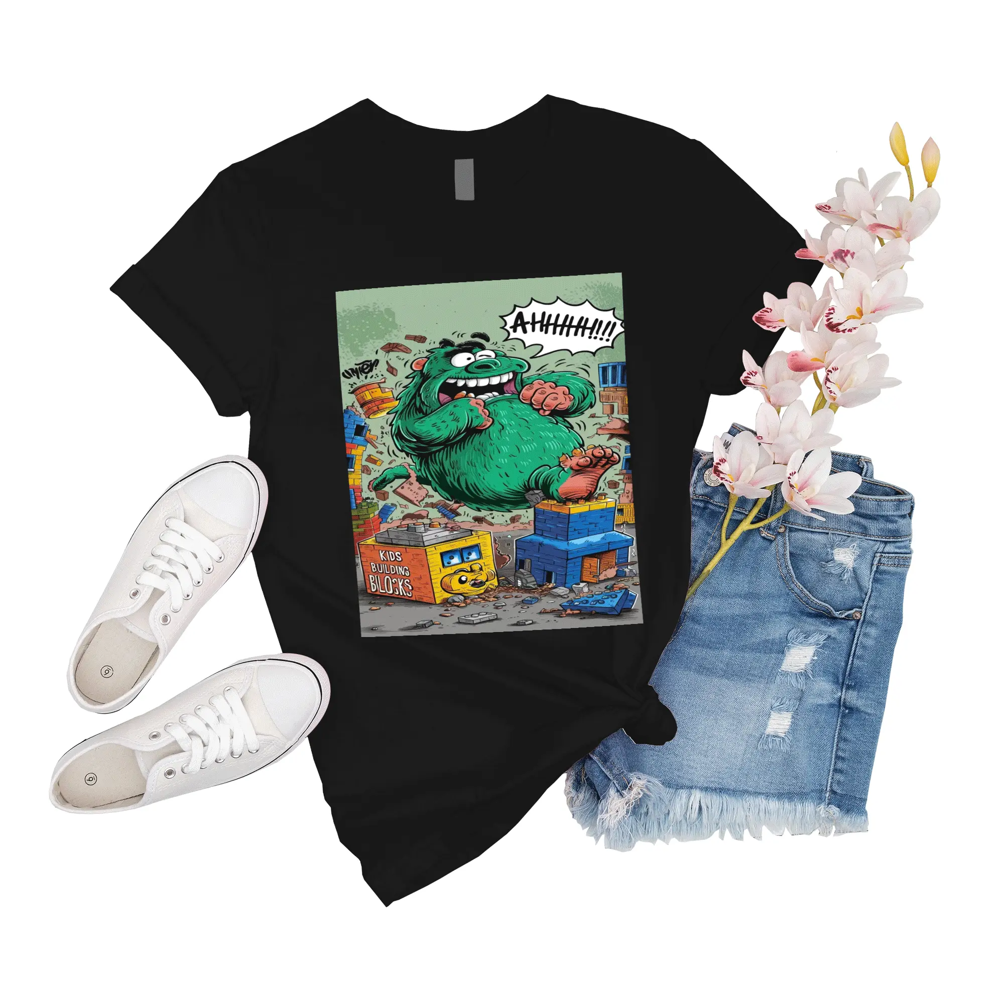 T-Shirt Unisex Lego City Monster Steps On Toy Building Block Event Women Novelty Short Shirts Boy Shirt Sleeve Girl Unisex