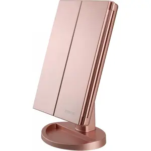 Vanity Mirror With 21 LED Lights, Touch Screen and 3X/2X/1X Magnification, Two Power Supply Modes Make Up Mirror,Travel Mirror