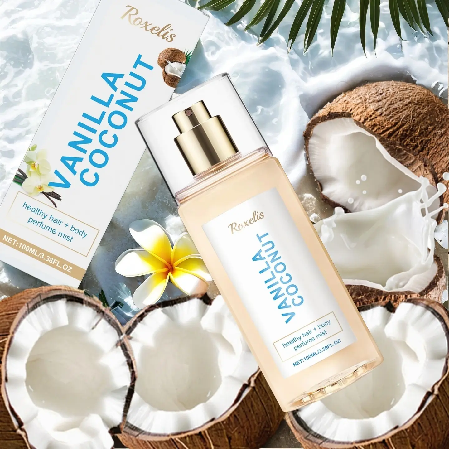 Vanilla Coconut Body Perfume Spray, Natural Ingredients, Light Fresh Scent, Unique Charm, Fresh Romantic Fragrance, Aromatic Chic Gourmand, Portable Perfume Serum