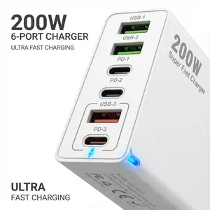 Multi port Fast Charger USB C PD Charger Quick Charge 3.0 Type C USB Phone Chargers Fast Charging Adapter For iPhone 17 16 15 Samsung Xiaomi Huawei Smartphone Cellphone 6-Ports fast charging plug Tablets Electronic Portable Usb Rechargeable Protection