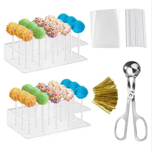 Cake Kit - Including 1 Mold, 2 Stand, 100 Bags, 100 Lollipop Sticks and 100 Metal Ties Maker for Cakepops, Lollipop, Candies, Chocolates and Cookies