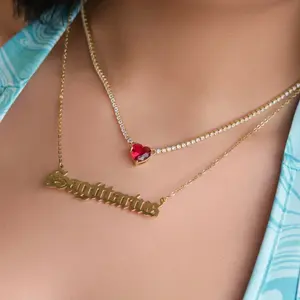 Romance heart tennis necklace