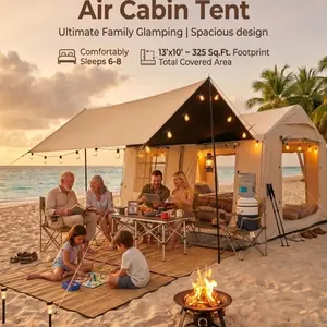 SENLEETO 258 sq ft Insulated Waterproof Inflatable Cabin Pop-Up Tent - Stove Jack, Skylight, Easy Setup for Adult Family Camping