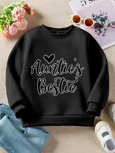 Aunt's Good Friend Letter Print Hoodie - Cute Aunt and Niece Family Set, Soft Children's Pullover, Customizable with Aunt's Name, Ideal for Family Gifts