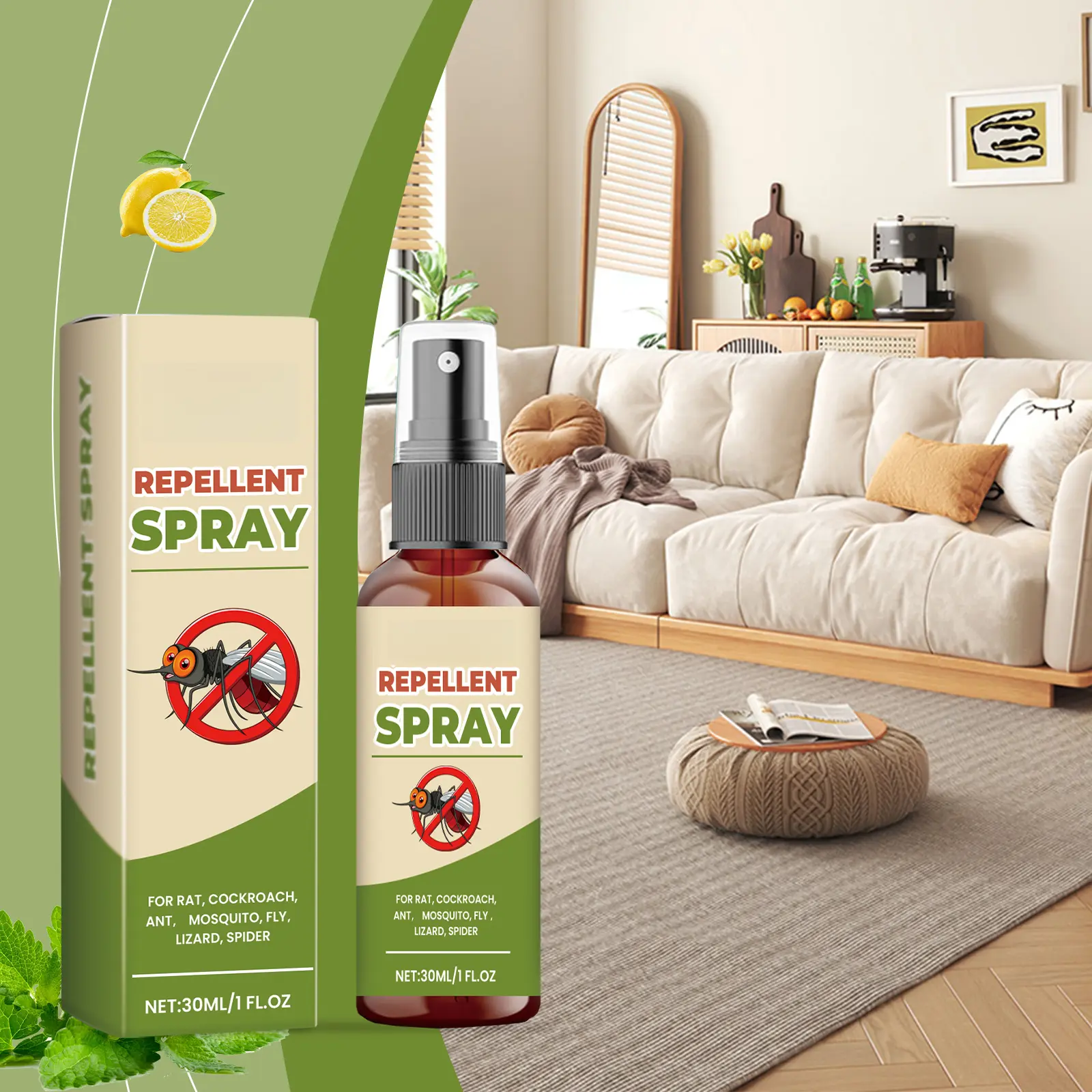 Protective Insect Repellent Spray, Household Cooling and Comfortable Mosquito Repellent, Home Cleaning Insect Repellent Liquid Spray