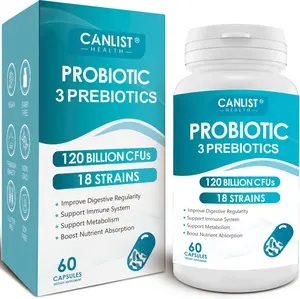 Probiotics 120 Billion CFUs 18 Strains, 3 Prebiotics & Digestive Enzymes for Men Women,Digestive & Immune Support,Shelf Stable Non-GMO 60 Vegetarian Capsules