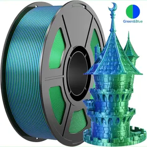 Silk Dual Color PLA Filament 3D Printer 1.75mm +/- 0.03mm, Bicolor Filament Two Tone PLA 250g(0.55lbs) , 3D Printing Filament Fits for Most FDM 3D Printers, Blue & Green, Rose Red & Blue, Blue & Purple