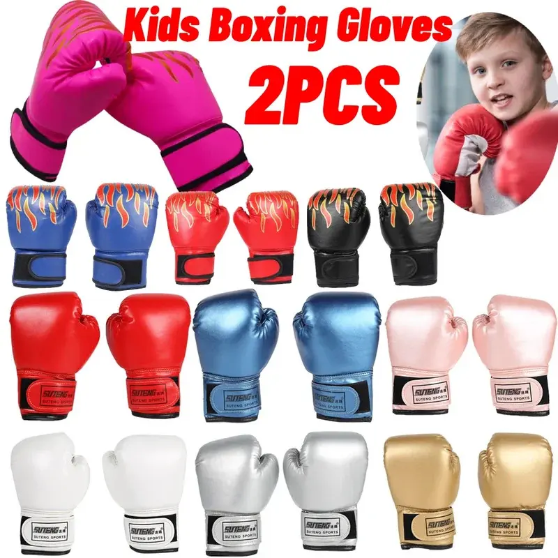 2pcs Kids Boxing Gloves PU Leather  Fighting Gloves Punching Bag Kickboxing Thai Gloves Professional for Kids Child Training