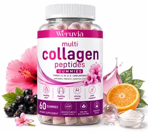 Weruvia Multi Collagen Peptides Edible Dietary Supplement Gummies for Women & Men - With Biotin, Vitamin C, Hyaluronic Acid - Daily Nail, Health & Wellness Support - 60 Count