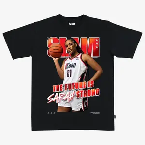 Sarah Strong UConn Huskies “The Future Is Strong” Basketball T-Shirt – NCAA Women’s College Basketball Rising Star Graphic Tee, Single-Sided Print Shirt for Huskies Fans Game Day Apparel