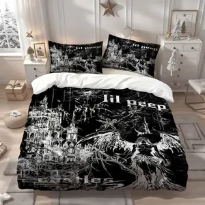3Pcs Lil Peep song cover art Themed Bedding Set, Soft Comfortable, All-Season, Ideal for Home & Bedroom, Popular Christmas & New Year Gift for Loved Ones, 1 Duvet Cover 2 Pillowcases (No Insert)