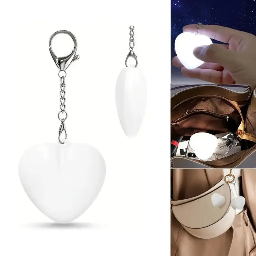 Romantic Couple Heart-Shaped LED Wallet Lights Touch Control Delay Auto-Off USB Rechargeable Keychain Pendant Style, Ideal for Bags, Backpacks, Keychains Perfect Valentine's Day Gift