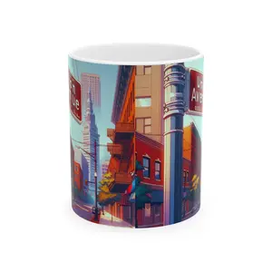 Urban Scene Ceramic Mug –  Coffee Lover's Gift, Cityscape Mug, Vintage Style Drinkware, Unique Home Decor, Ideal for Birthdays