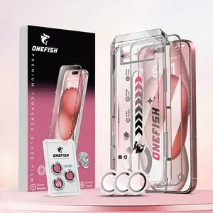 One Fish Crystal Diamond Screen Protector for Women iPhone 8K-Hd Tempered Glass Gemstone Lens Dust Protection Easy Installation