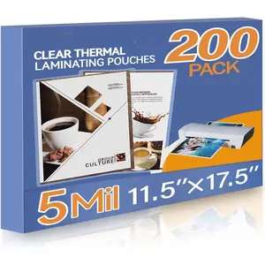 200 Pack Laminating Pouches, Hold 11 x 17 Inch Sheet, 5 Mil Clear Thermal Laminating Paper 11.5 x 17.5 Inch, Round Corner