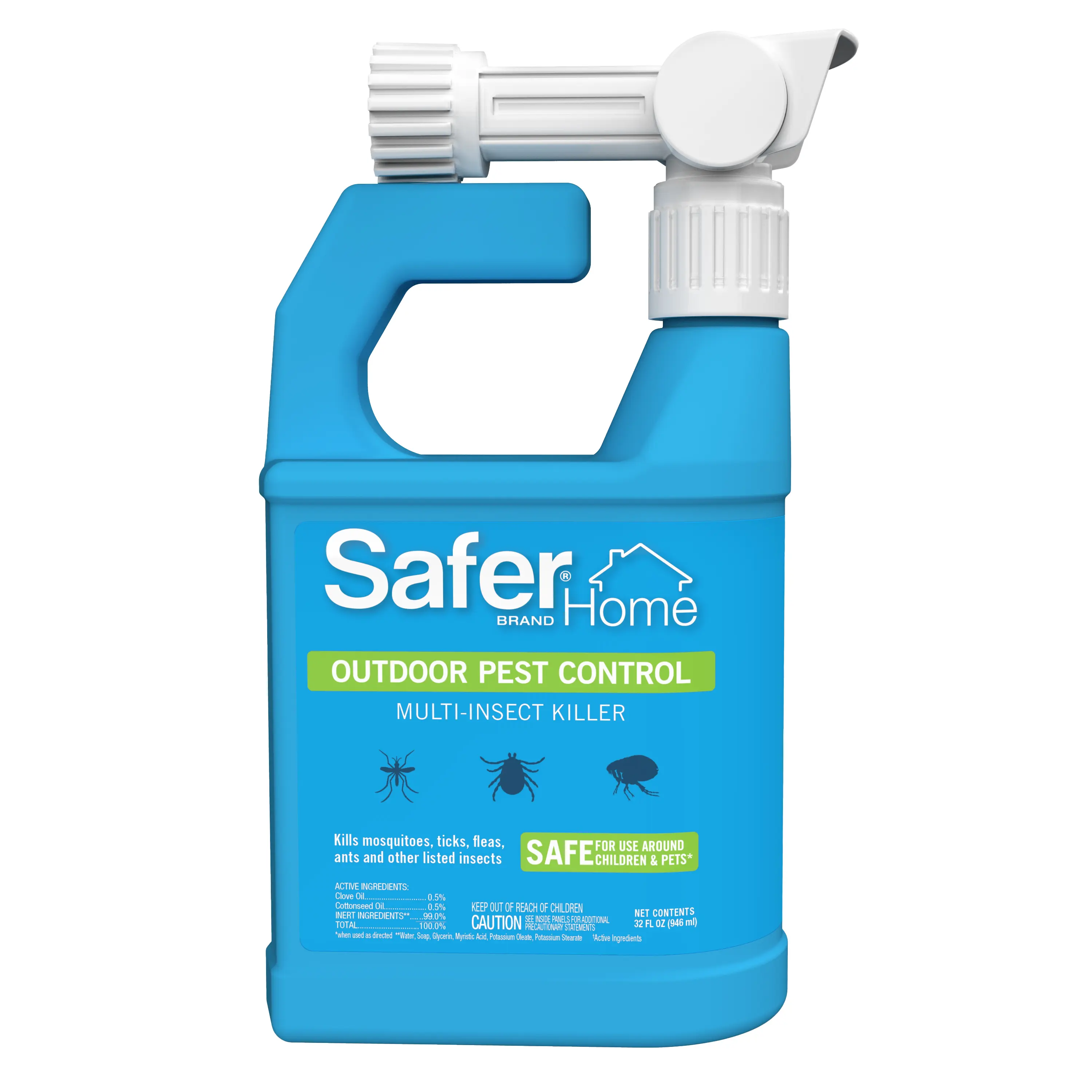 Safer Home Outdoor Multi-Insect Killer Hose-End Spray - Natural Oils Formula, Insect-Control, Mosquito-Control, Kills Mosquitoes, Ticks, Kills Ants, Fleas, Stink Bugs, Covers 5,000 sq ft