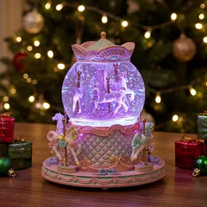 LOVE FOR YOU Gift-Wrapped Musical Snow Globe Unicorn Music Box Color Lights Carousel Horses Decor Gifts for Girls and Daughter Granddaughter Niece Women Kids Christmas Birthday