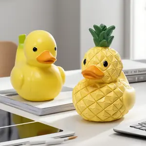 Adorable Fruit Duck Creative Resin Craft Ornament, Stress Relief, Desktop Decor, Birthday Gift, Office Desk, Cute Collectible Figurines, Resin Figurine Statue
