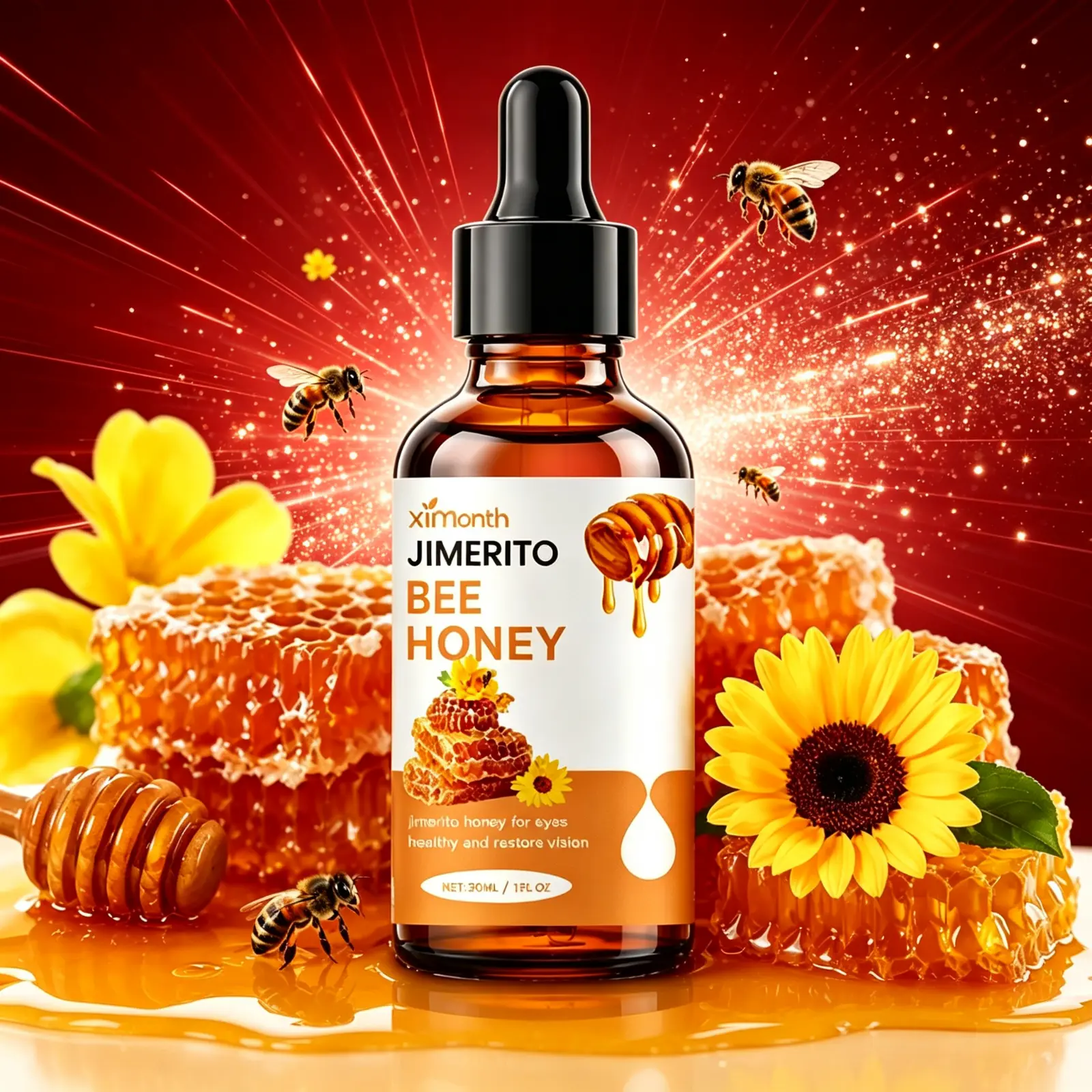 Ximonth Jimerito Honey For Eyes, Refreshing, Moisturizing And Soothing Eye Drops For Dry And Astringent Eyes
