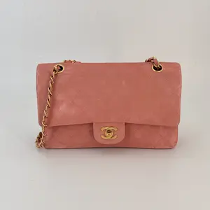 Pre-owned CHANEL Suede leather Shoulder Bags Pink Vintage Flap Shoulder Bag