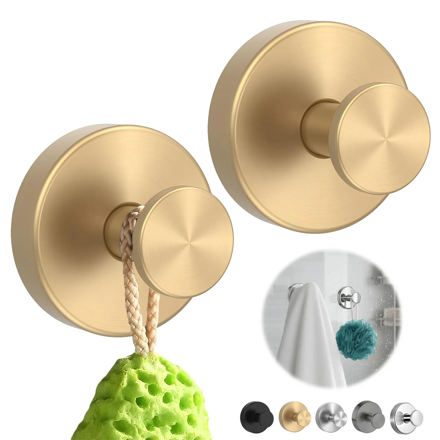 2 Pack Suction Cup Hooks for Shower, Bathroom, Kitchen, Glass Door, Mirror, Tile, Heavy Duty Stainless Steel Waterproof