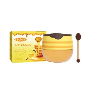 Black Friday Honey Pot Lip Gloss,Honey Bee Lip Balm with Applicator, Moisturizing Honey Lip Mask with Propolis Extract, Hydrating & Prevention Dry  and Cracked Lip Scrubs, Reduces Lip Wrinkles, Nighttime Lip Treatment