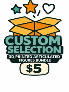Custom 3D Printed Articulated Figures Bundle - $5 Value PLA Plastic USA Made Clear Contents No Surprises Customizable Design