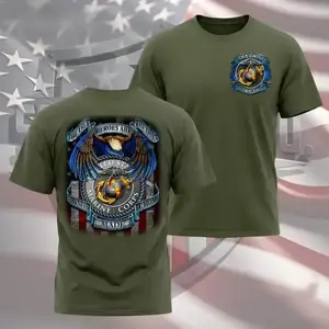 US Marine Corps T-Shirt, Patriotic Eagle Front and Back Graphic Tee, Veteran Military Shirt, USA Pride Apparel for Men and Women