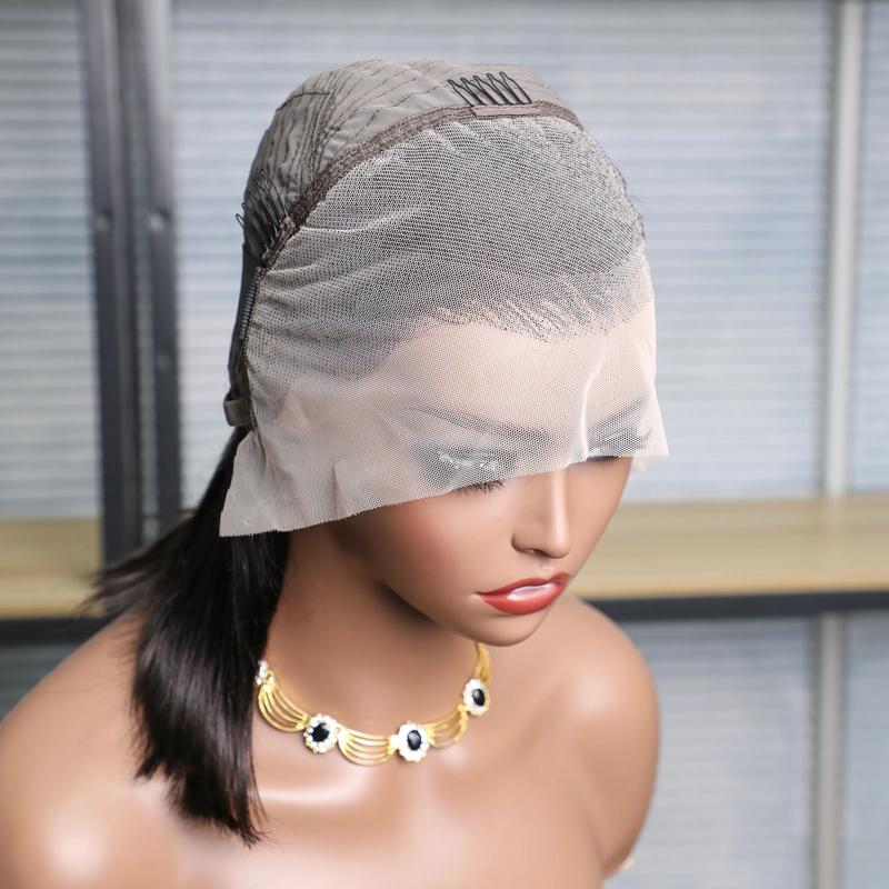 24K Extensions 13x4 Lace Frontal Wig Bobo Medium Straight Hair 10-16inch Short Straight Bob Wig Straight Brazilian 100% Human Hair Bobo