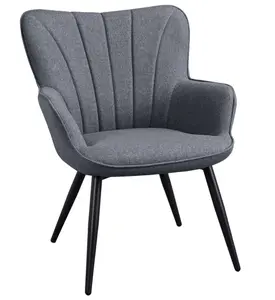 Yaheetech Accent Chair, Modern and Elegant Armchair, Linen Fabric Vanity Chair Living Room Chair with Mental Legs and High Back for Living Room Bedroom Office Waiting Room