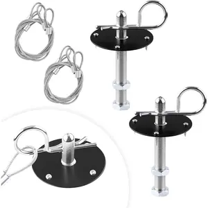 2 count Stainless Steel  Hood Pins Kit, Quick Release Hood Cover Pin Lock Appearance Kit with Racing Lanyard, Universal Engine Bumper Bonnet Pin for   SUVs (Black)