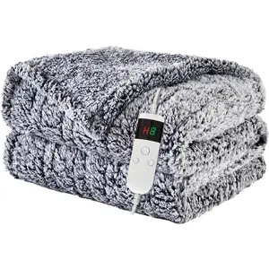 Heated Throw Electric Blanket 50"x60" with 10 Fast Heating Levels 8H Auto Off Overheating Protection Machine Washable Sherpa Heated Blanket