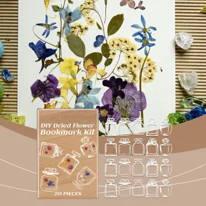 Dried Flower Bookmark Kit Handmade DIY Bottle Dried Flower Journal Stickers Clear Bookmark Glass Bottle Decor