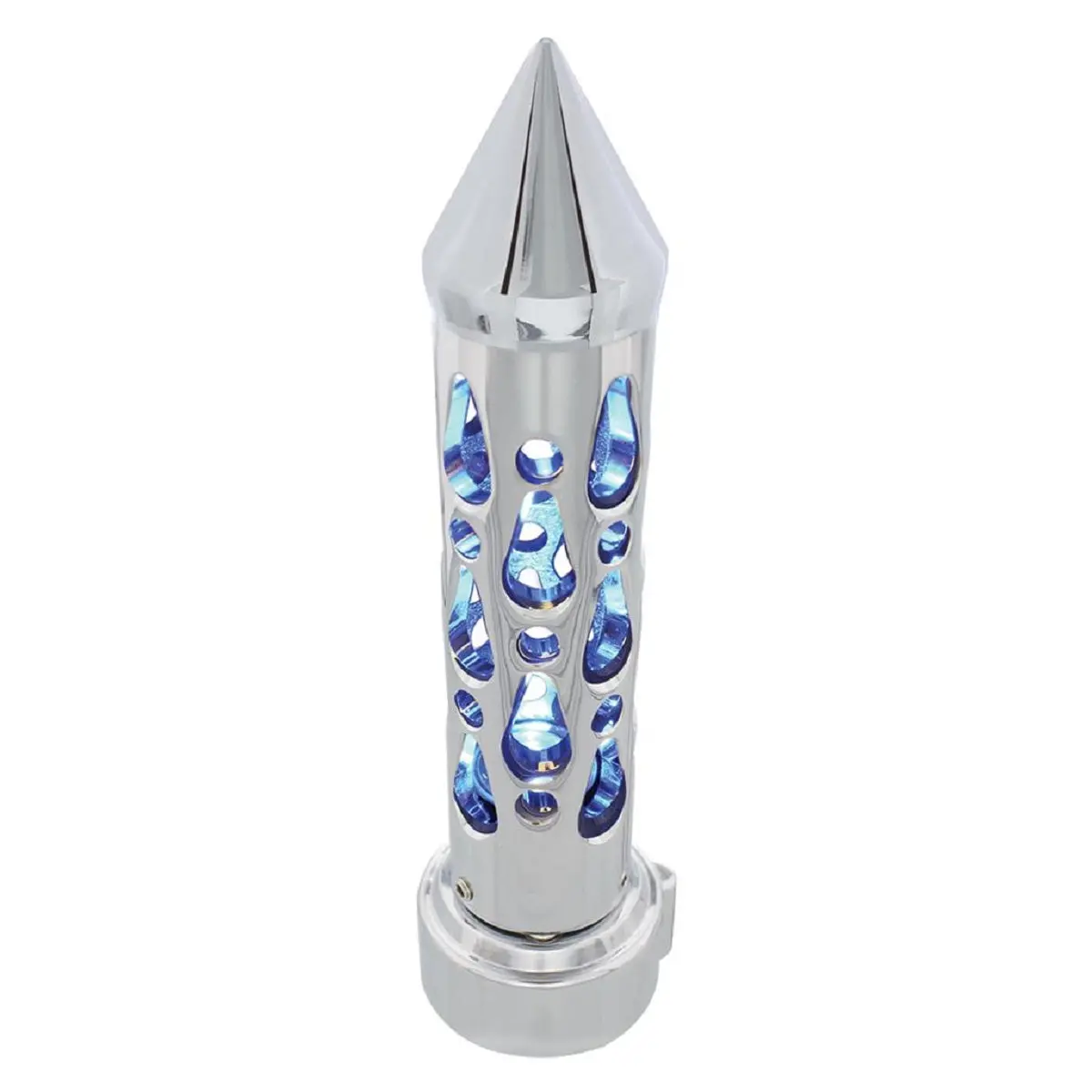 Chrome "Brooklyn" 9/10 Speed Spike Gearshift Knob w/ High Power LED - Blue