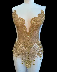 Carla Gold Rhinestones Bodice Applique