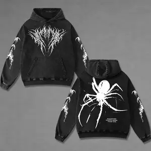 Retro Spider Racing Washed Hoodie Vintage Motorcycle, Motor Speed Streetwear Graphic Merch, Acid Washed Black Gothic Hoodie, Unisex Biker Racing Hoodie, Vintage Motorsport Hoodie, Speed Culture Streetwear, Sportbike Rider Hoodie for Biker