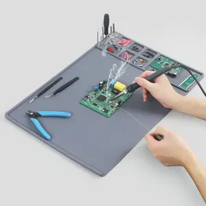 Soldering Station Mat, 1 Count Silicone Work Mat, Heat Resistant Anti-static Magnetic Mat for Electronic Phone Laptop Watch Repair