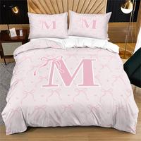 Pink letter bow quilt cover 3