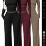 【Black Friday】2026 Women's 2 Piece Matching Loungewear Set, Casual Loungewear Sleepwear, Square Neck Long Sleeve Fitted Crop Top, High Waisted Wide Leg Drawstring Pants