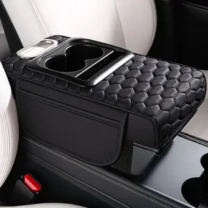 Car Center Console Heightening Storage Pad, Car Multifunctional Armrest Pad with Cup Holder & Tissue Box, Fashionable Car Storage Pad, Car Storage Organizers