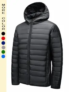 Men's Solid Zip Up Hooded Jacket Coats, Regular Fit Casual Long Sleeve Pocket Hooded Outerwear for Fall & Winter, Men's Clothes for Daily Wear