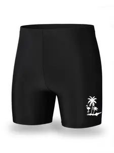 Men's Tropical Palm Tree Flamingo Compression Swim Shorts Quick Dry Stretch Athletic Swimming Shorts Tight Fit Swim Trunks for Men Beach Pool Surfing Lightweight Breathable Elastic Waist Summer Beach Swimwear
