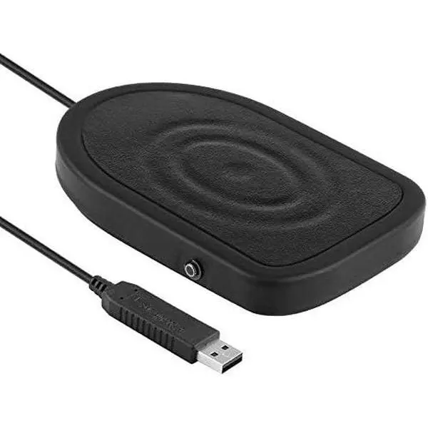 USB Foot Pedal Switch Gaming, Black Metal Single HID Action Programmable Digital Hand Control Keyboard Mouse with 3 Color Rubber Mat