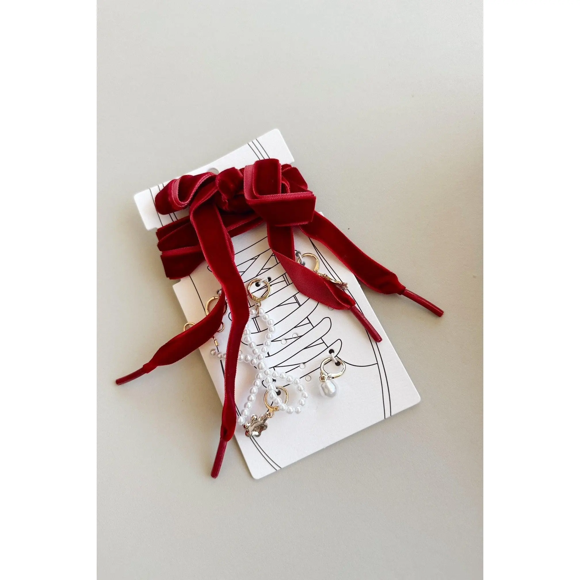 Selena Burgundy Velvet & Gold Charms Shoe Laces