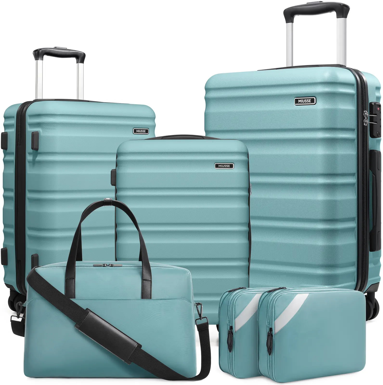 Miusse Luggage Set 3-Piece Polycarbonate Lightweight Hardshell - Quietglide Spinner Suitcases (20/24/28in) with TSA Lock, Maxpac Organization System, Stackable Carry On & Checked Bags for College Students, Family Travel