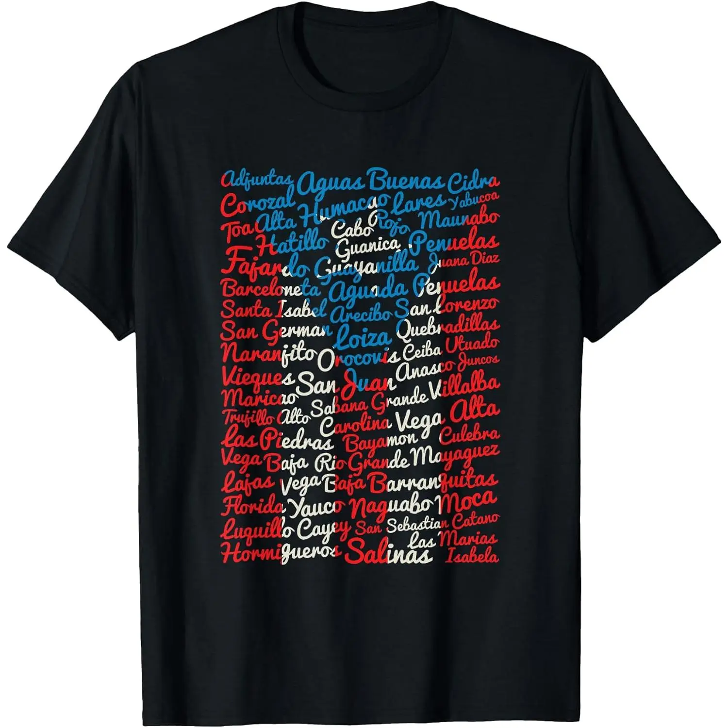 Men's Short Sleeve T-Shirt with Retro Puerto Rico Towns & Cities Print - Soft Fabric Regular Fit Top for Everyday Wear, Prints, Shortsleeve, Piece, Round Neck, Casual, Tshirt, Classic