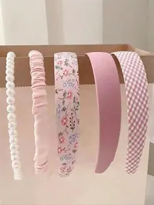 Women's Elegant Floral & Plaid Pattern Headbands, Cute Trendy Hair Hoop, Fashionable Hair Accessories for Women & Girls